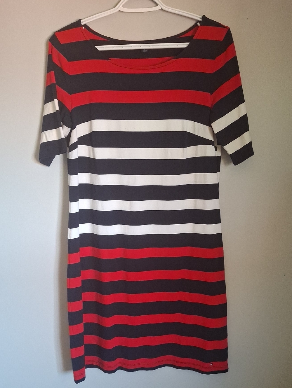 Tommy Hilfiger Striped Knit T-Shirt Dress - Red White Blue - Size M
